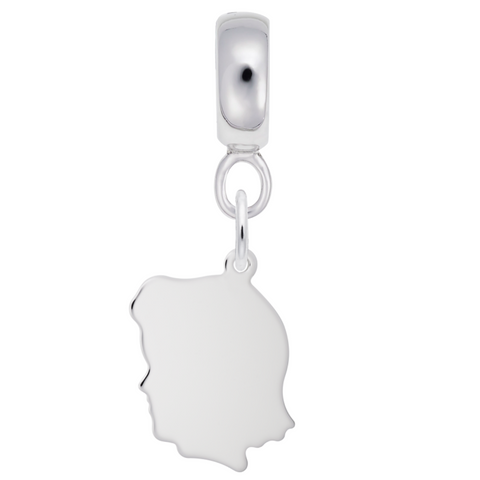 Girl Charm Dangle Bead In Sterling Silver