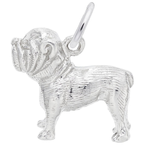 Bulldog Charm In 14K White Gold