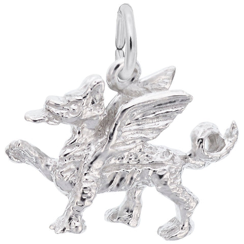 Griffin Charm In 14K White Gold