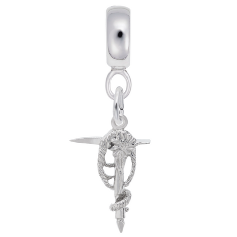 Mountain Climbing Charm Dangle Bead In Sterling Silver