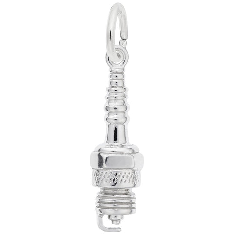 Spark Plug Charm In 14K White Gold