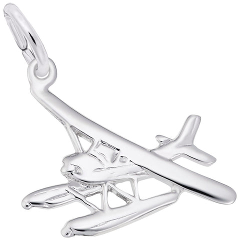 Seaplane Charm In 14K White Gold