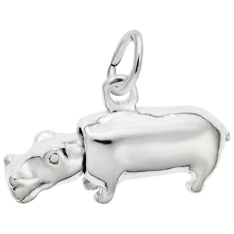 Hippo Charm In 14K White Gold