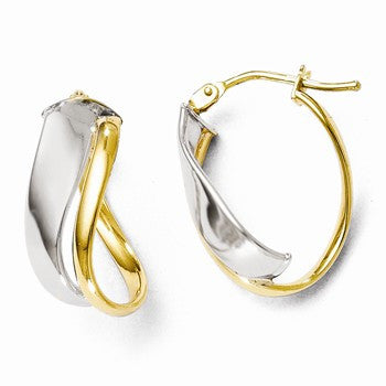 14k Two-tone Polished Hinged Hoop Earrings