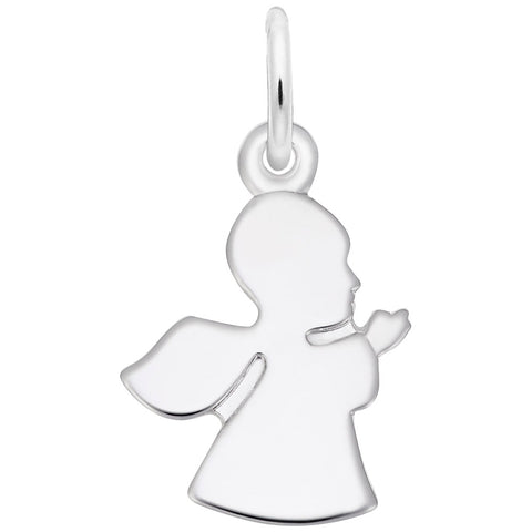 Angel Charm In 14K White Gold