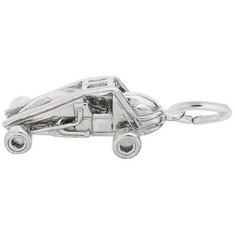 Sprint Car Charm In 14K White Gold