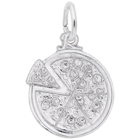 Pizza Charm In 14K White Gold