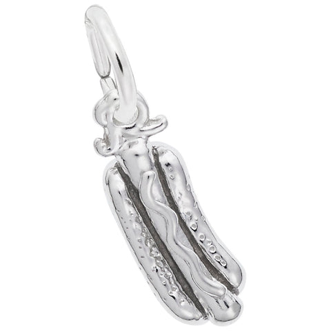 Hot Dog Charm In 14K White Gold