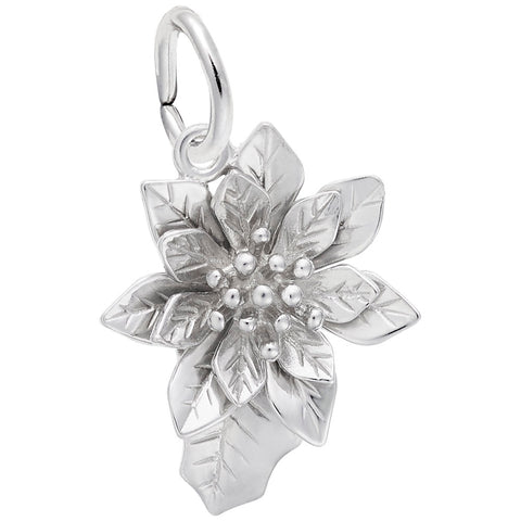 Poinsettia Charm In 14K White Gold