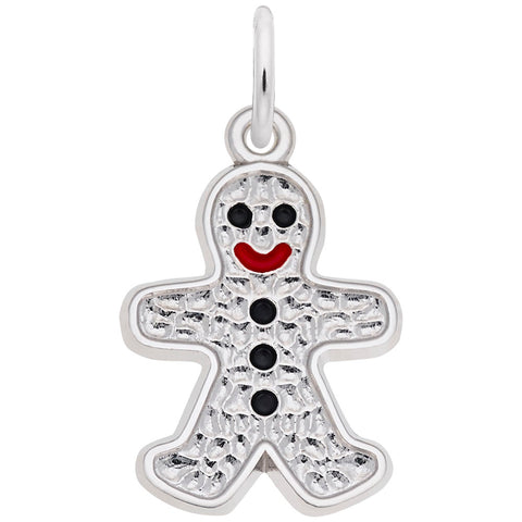 Gingerbread Man Charm In Sterling Silver