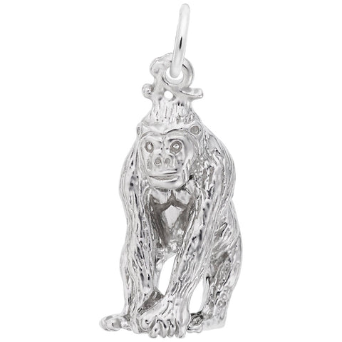 Gorilla Charm In 14K White Gold