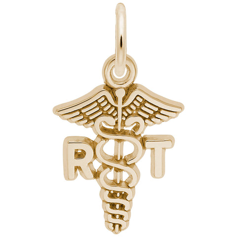 Rt Caduceus Charm In Yellow Gold