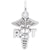 Rt Caduceus Charm In 14K White Gold