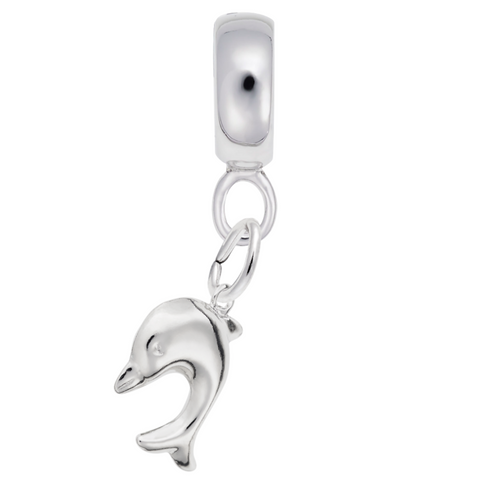 Dolphin Charm Dangle Bead In Sterling Silver