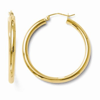 14k Yellow Gold Polished Hoop Earrings