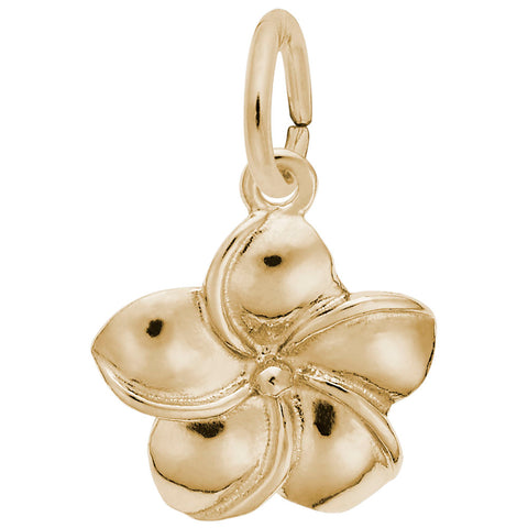 Plumeria Flower Charm In Yellow Gold