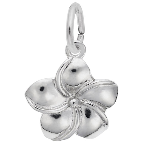 Plumeria Flower Charm In Sterling Silver