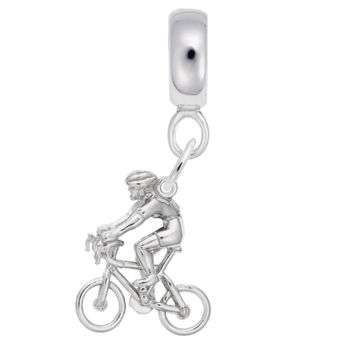 Cyclist Charm Dangle Bead In Sterling Silver