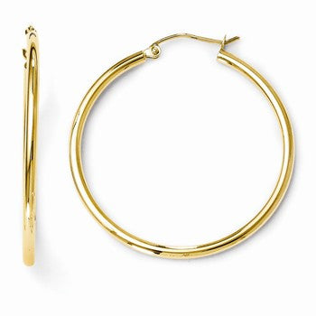 14k Yellow Gold Polished 2mm Hoop Earrings