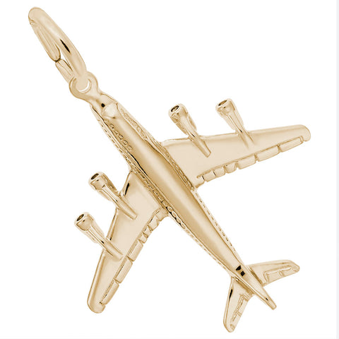 Airplane Charm in Yellow Gold Plated