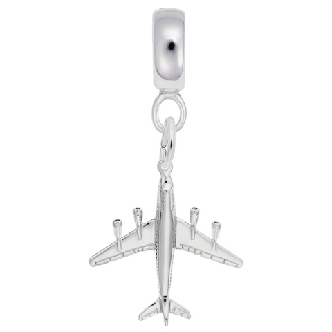 Airplane Charm Dangle Bead In Sterling Silver