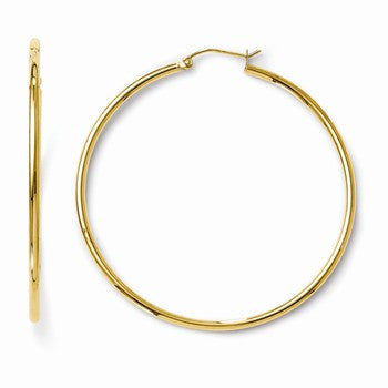 14k Yellow Gold Polished 2mm Hoop Earrings