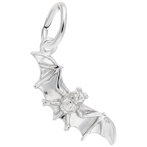 Bat Charm In 14K White Gold