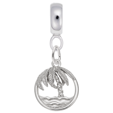 Palm Charm Dangle Bead In Sterling Silver
