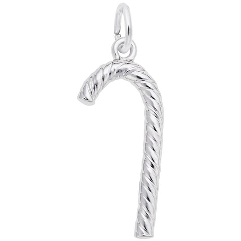 Candy Cane Charm In 14K White Gold