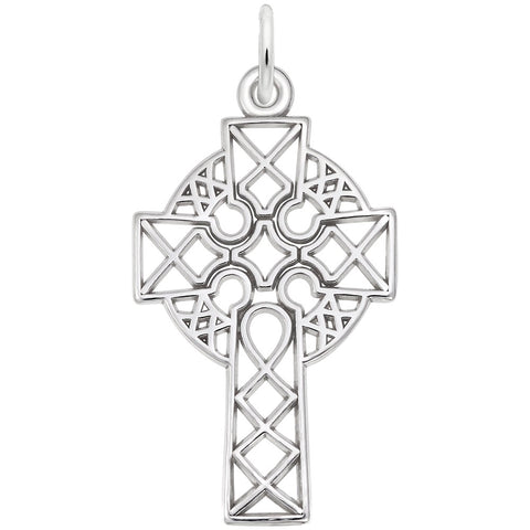 Celtic Cross Charm In 14K White Gold