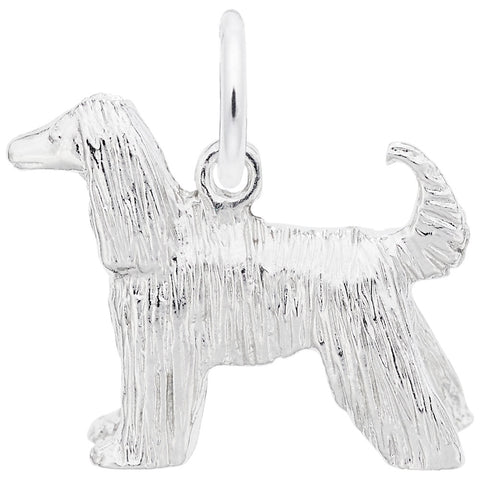 Afghan Dog Charm In 14K White Gold