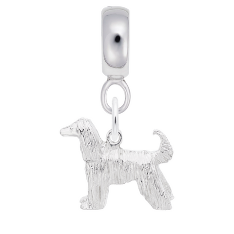 Afghan Dog Charm Dangle Bead In Sterling Silver