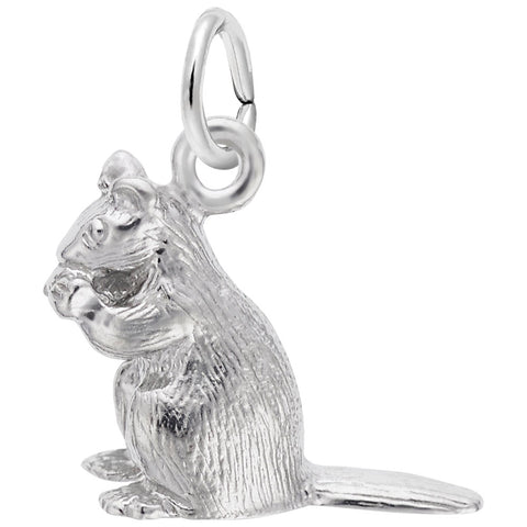 Chipmunk Charm In 14K White Gold