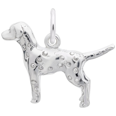 Dalmation Dog Charm In 14K White Gold