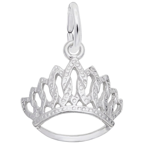 Tiara Charm In 14K White Gold