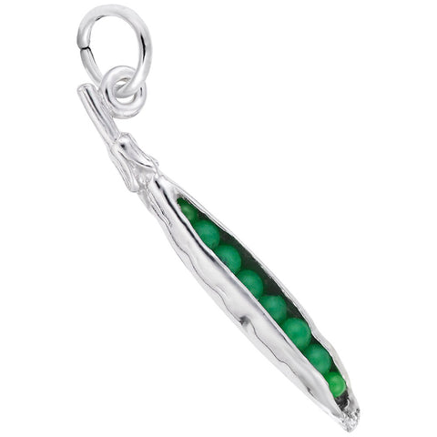 Pea Pod Charm In 14K White Gold