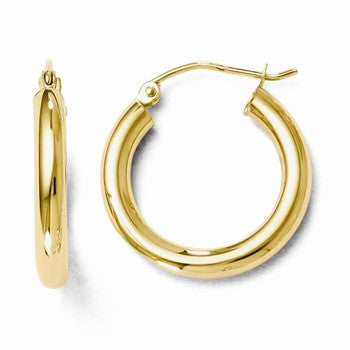 14k Yellow Gold Polished 3mm Hoop Earrings