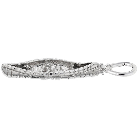 Canoe Charm In 14K White Gold