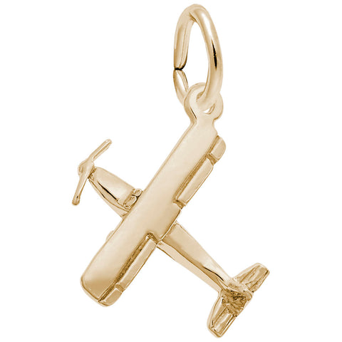 Airplane Charm in Yellow Gold Plated