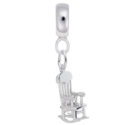 Rocking Chair Charm Dangle Bead In Sterling Silver