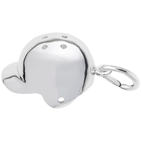 Baseball Helmet Charm In 14K White Gold