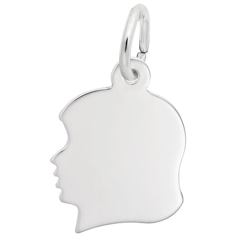 Girls Head Charm In Sterling Silver