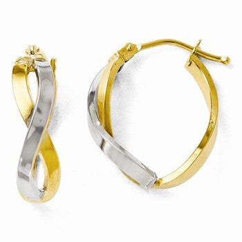 14k Two-tone Polished Hinged Hoop Earrings