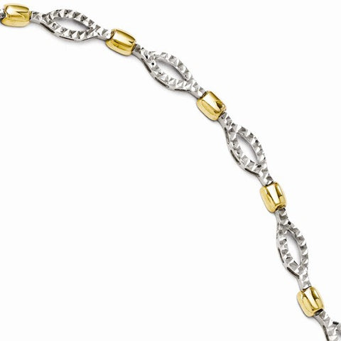 14K Two-Tone Diamond-Cut Bracelet