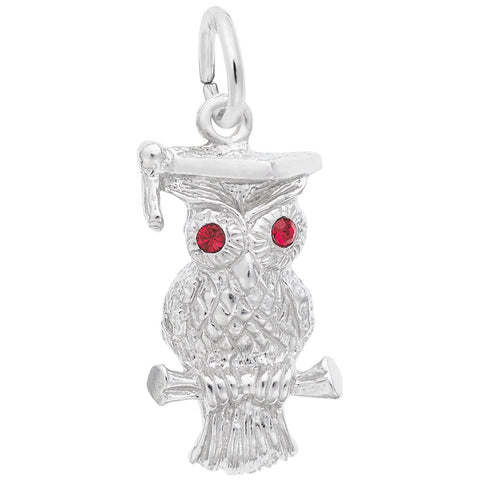 Owl Charm In 14K White Gold