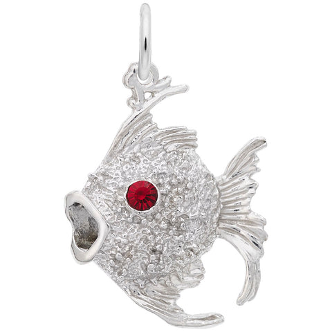 Fish Charm In 14K White Gold