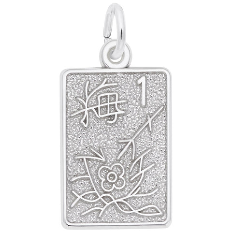 Mahjong Tile Charm In 14K White Gold