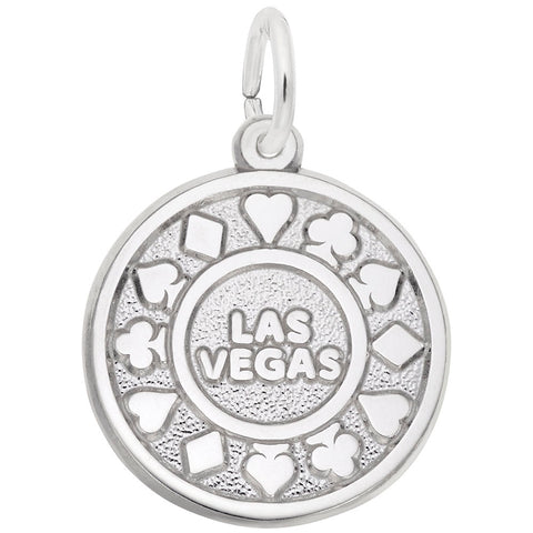 Las Vegas Poker Chip Charm In Sterling Silver