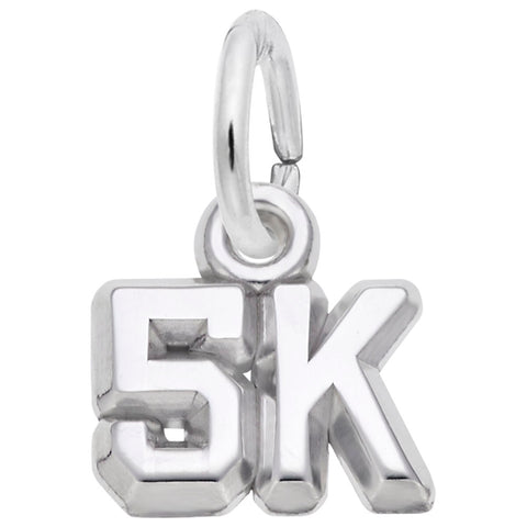 5K Race Charm In Sterling Silver