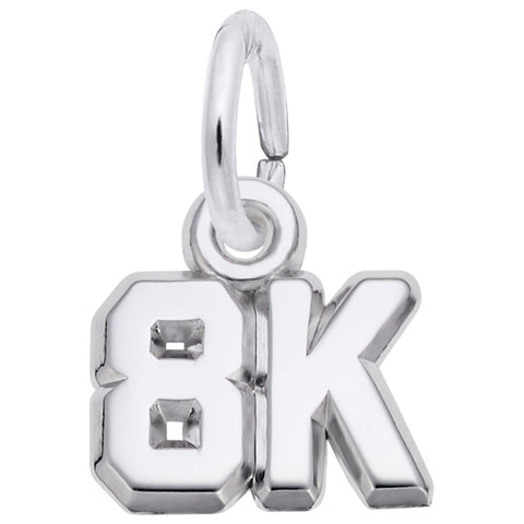 8K Race Charm In 14K White Gold